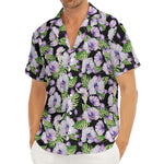 Watercolor Cattleya Pattern Print Men's Deep V-Neck Shirt