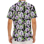 Watercolor Cattleya Pattern Print Men's Deep V-Neck Shirt
