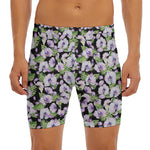 Watercolor Cattleya Pattern Print Men's Long Boxer Briefs