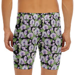 Watercolor Cattleya Pattern Print Men's Long Boxer Briefs