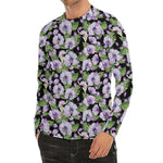 Watercolor Cattleya Pattern Print Men's Long Sleeve Rash Guard