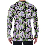 Watercolor Cattleya Pattern Print Men's Long Sleeve T-Shirt