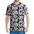 Watercolor Cattleya Pattern Print Men's Polo Shirt