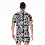 Watercolor Cattleya Pattern Print Men's Rompers
