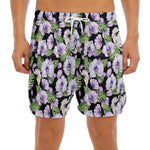 Watercolor Cattleya Pattern Print Men's Split Running Shorts