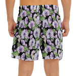 Watercolor Cattleya Pattern Print Men's Split Running Shorts