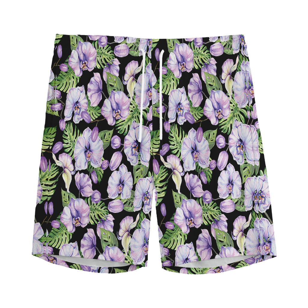 Watercolor Cattleya Pattern Print Men's Sports Shorts