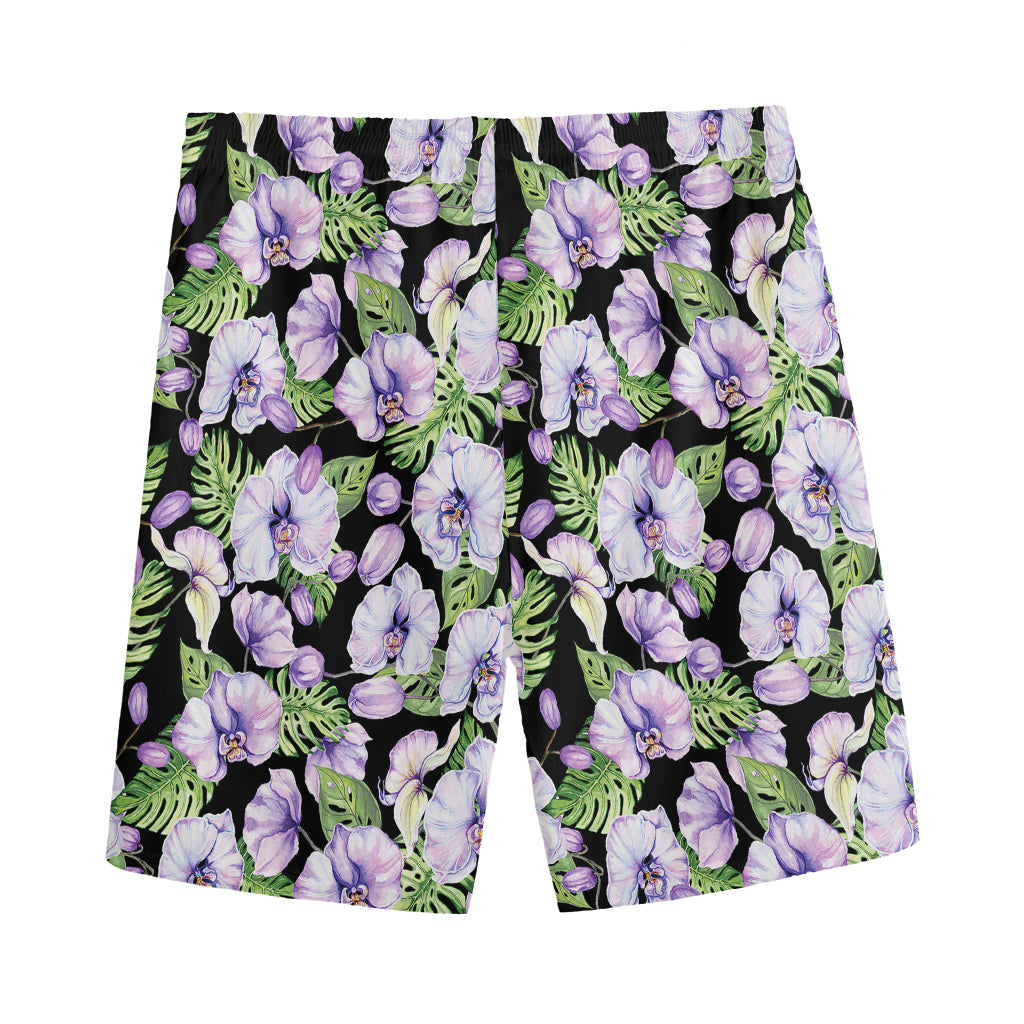 Watercolor Cattleya Pattern Print Men's Sports Shorts