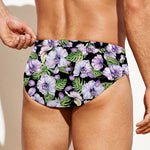 Watercolor Cattleya Pattern Print Men's Swim Briefs