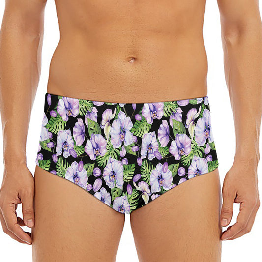 Watercolor Cattleya Pattern Print Men's Triangle Swim Briefs