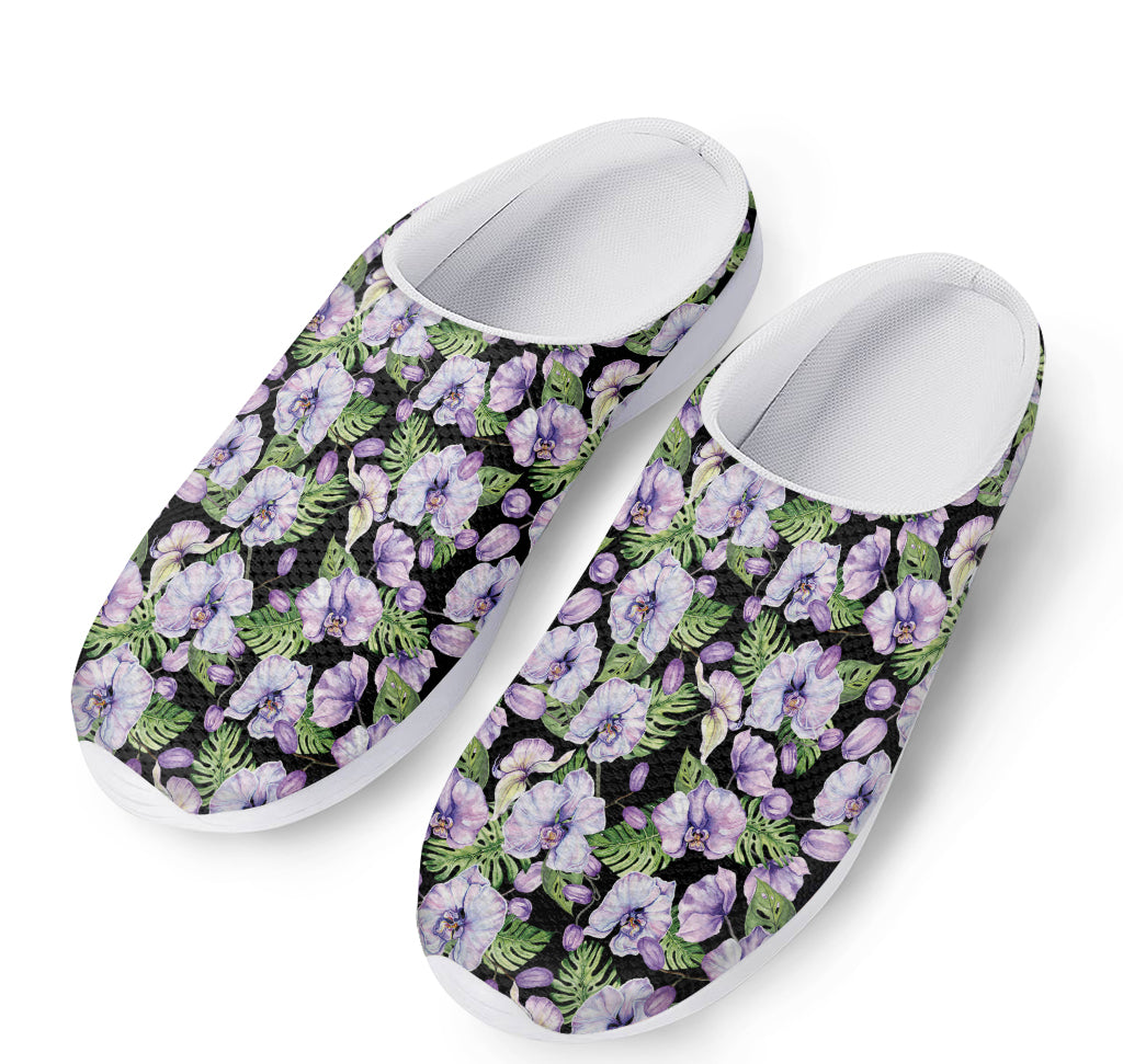 Watercolor Cattleya Pattern Print Mesh Casual Shoes