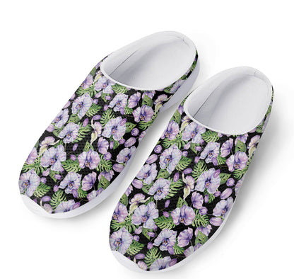 Watercolor Cattleya Pattern Print Mesh Casual Shoes