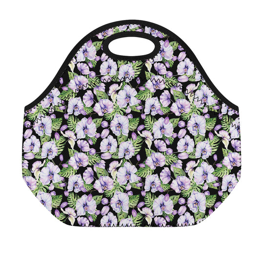 Watercolor Cattleya Pattern Print Neoprene Lunch Bag