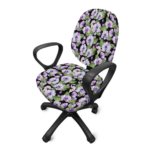 Watercolor Cattleya Pattern Print Office Chair Cover