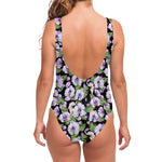 Watercolor Cattleya Pattern Print One Piece Swimsuit