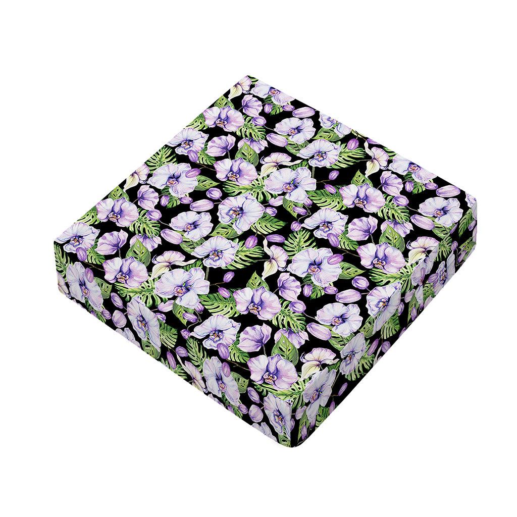 Watercolor Cattleya Pattern Print Outdoor Seat Cushion Cover