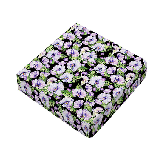 Watercolor Cattleya Pattern Print Outdoor Seat Cushion Cover