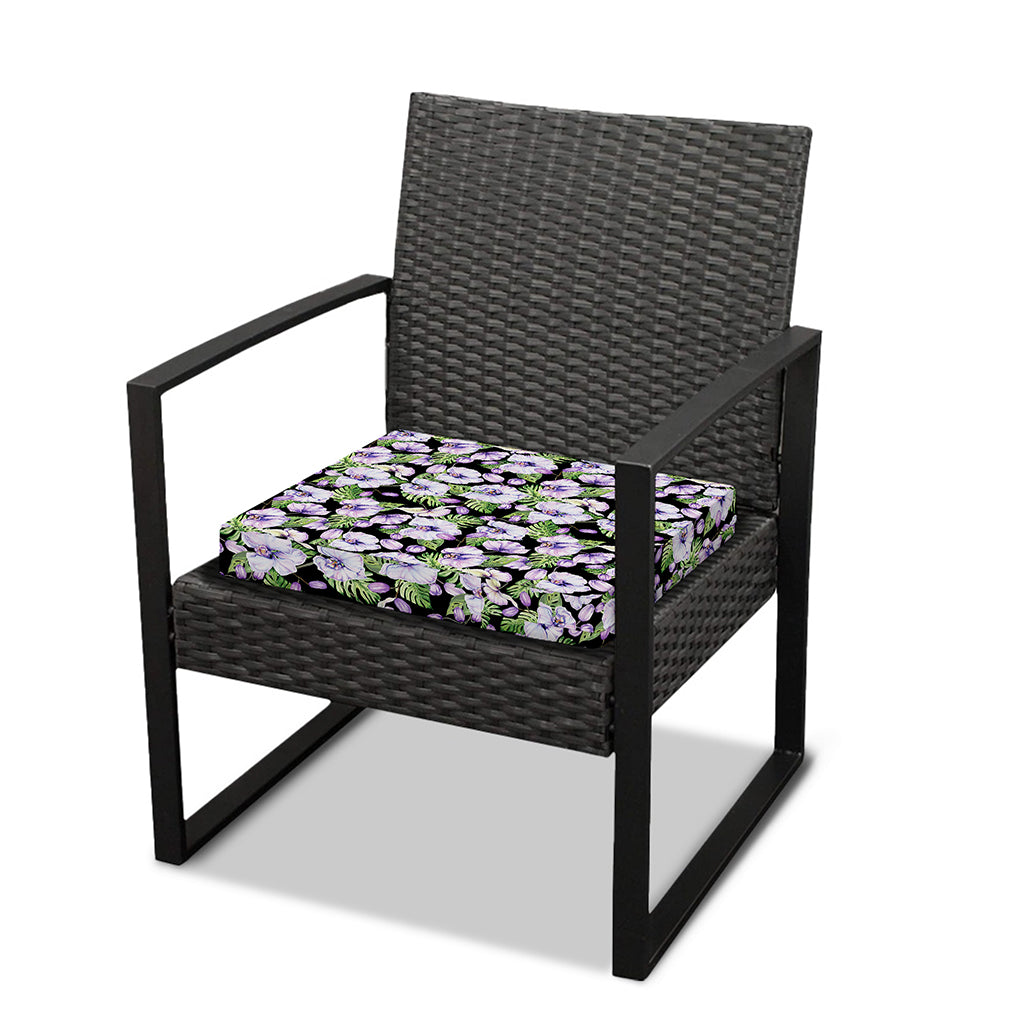 Watercolor Cattleya Pattern Print Outdoor Seat Cushion Cover