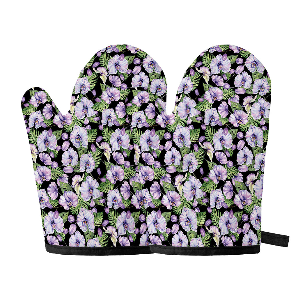Watercolor Cattleya Pattern Print Oven Mitts