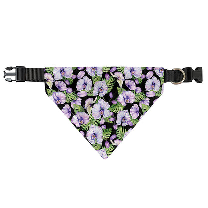Watercolor Cattleya Pattern Print Over The Collar Dog Bandana