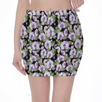 Watercolor Cattleya Pattern Print Pencil Mini Skirt