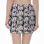 Watercolor Cattleya Pattern Print Pencil Mini Skirt
