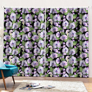 Watercolor Cattleya Pattern Print Pencil Pleat Curtains