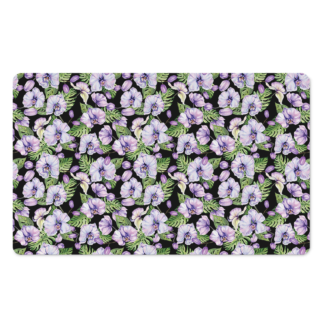 Watercolor Cattleya Pattern Print Polyester Doormat