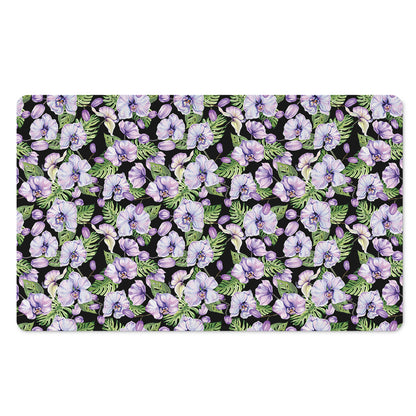 Watercolor Cattleya Pattern Print Polyester Doormat