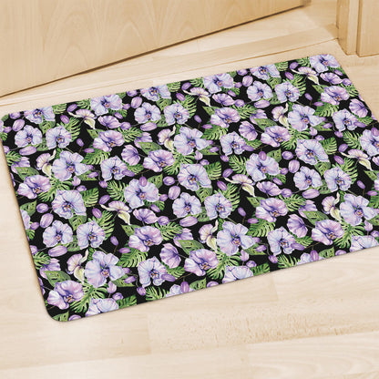 Watercolor Cattleya Pattern Print Polyester Doormat