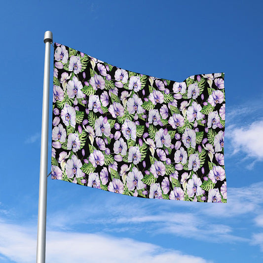 Watercolor Cattleya Pattern Print Polyester Flag
