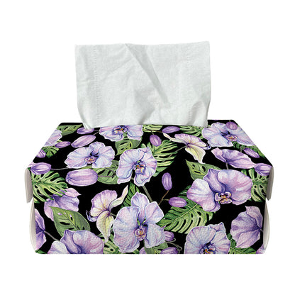 Watercolor Cattleya Pattern Print Rectangle Tissue Box Cover