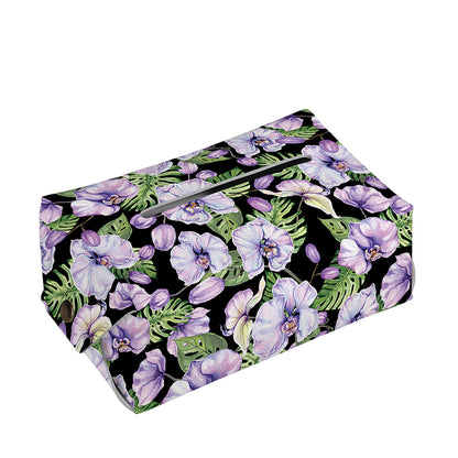 Watercolor Cattleya Pattern Print Rectangle Tissue Box Cover