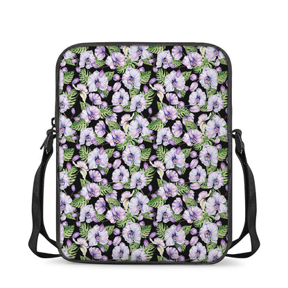 Watercolor Cattleya Pattern Print Rectangular Crossbody Bag