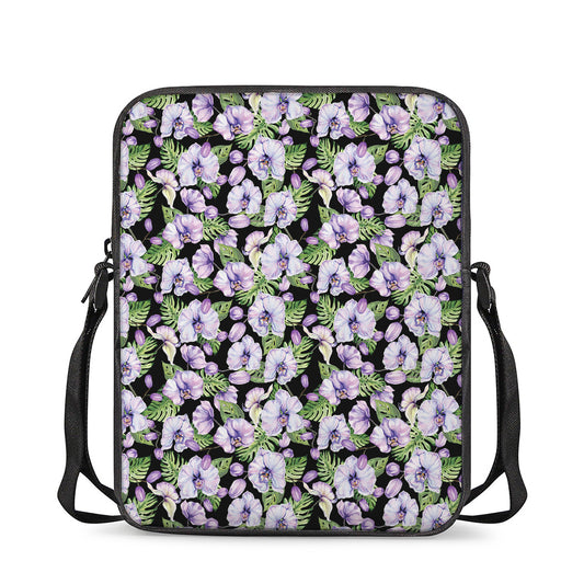 Watercolor Cattleya Pattern Print Rectangular Crossbody Bag