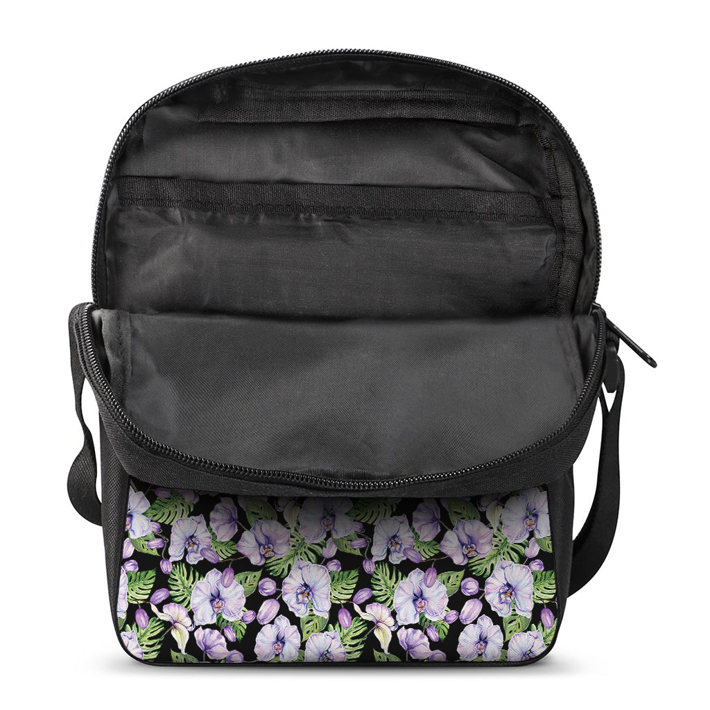Watercolor Cattleya Pattern Print Rectangular Crossbody Bag