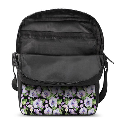 Watercolor Cattleya Pattern Print Rectangular Crossbody Bag