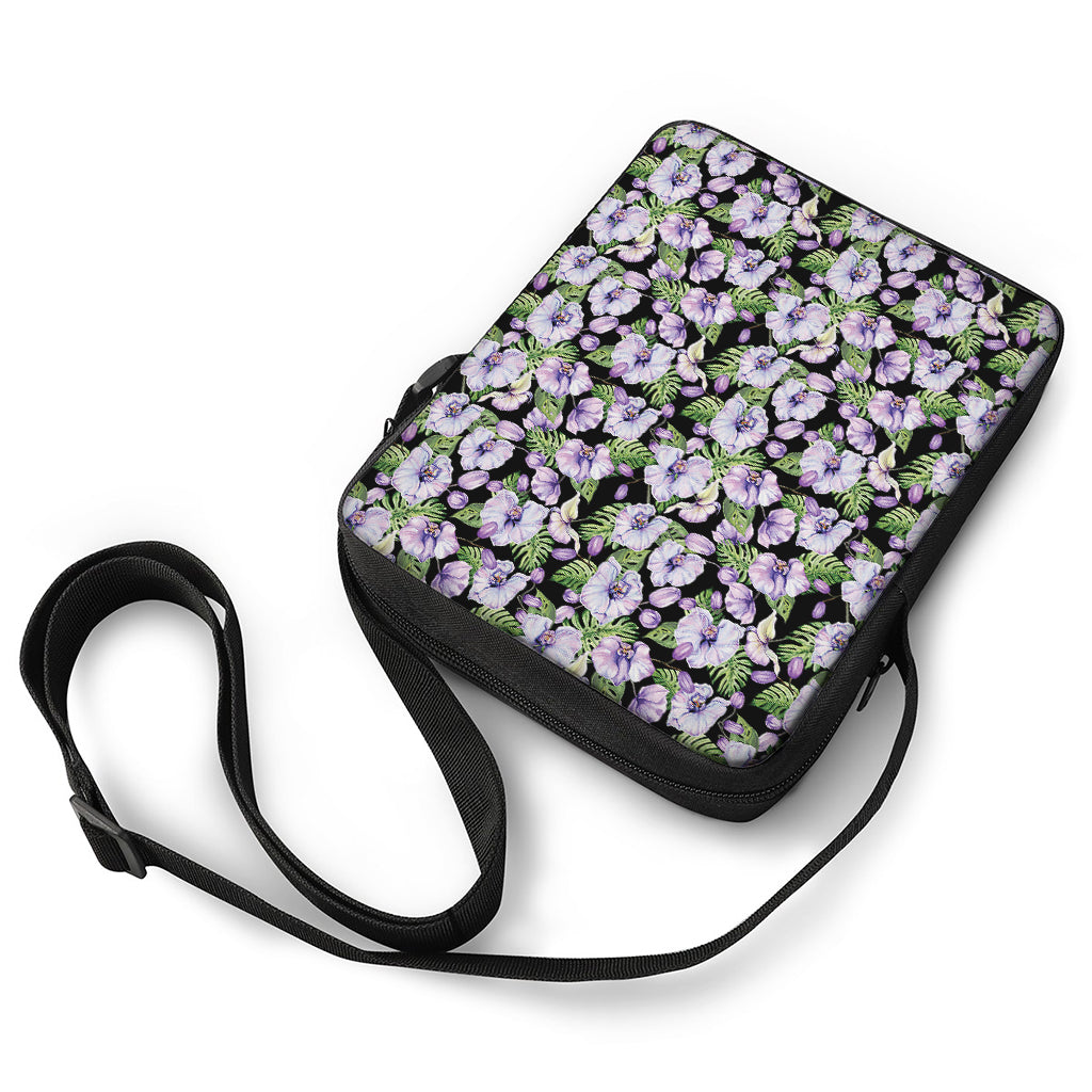 Watercolor Cattleya Pattern Print Rectangular Crossbody Bag