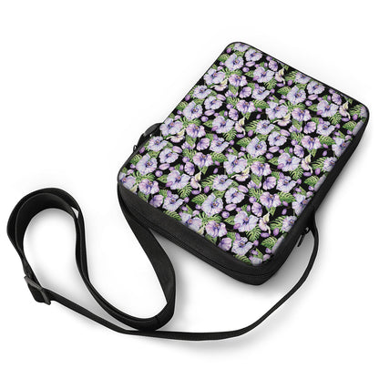 Watercolor Cattleya Pattern Print Rectangular Crossbody Bag