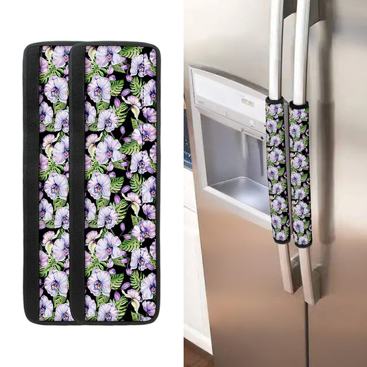 Watercolor Cattleya Pattern Print Refrigerator Handle Covers