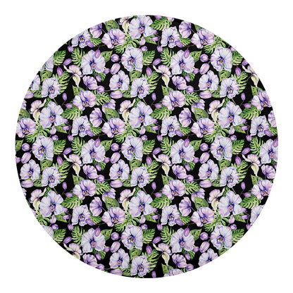 Watercolor Cattleya Pattern Print Round Blanket