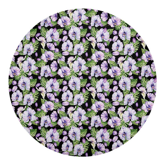 Watercolor Cattleya Pattern Print Round Blanket