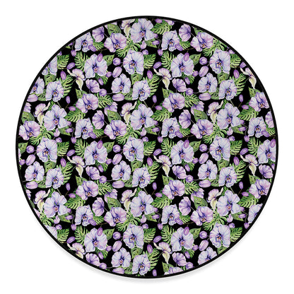 Watercolor Cattleya Pattern Print Round Floor Mat