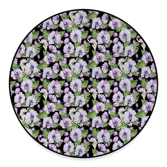 Watercolor Cattleya Pattern Print Round Floor Mat