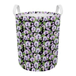 Watercolor Cattleya Pattern Print Round Laundry Basket