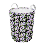 Watercolor Cattleya Pattern Print Round Laundry Basket