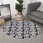 Watercolor Cattleya Pattern Print Round Rug