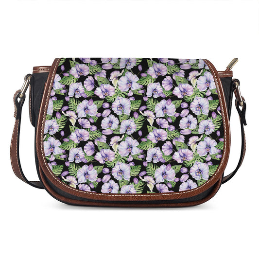 Watercolor Cattleya Pattern Print Saddle Bag