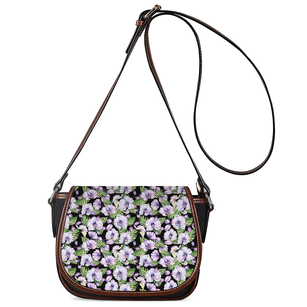 Watercolor Cattleya Pattern Print Saddle Bag