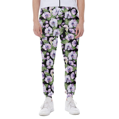 Watercolor Cattleya Pattern Print Scuba Joggers